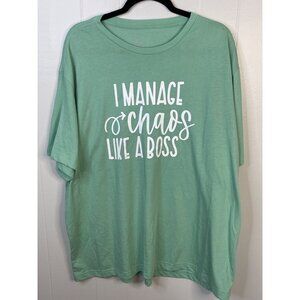 George Mint Green Graphic Tee Shirt "I Manage Chaos Like A Boss" 2XL / 50-52